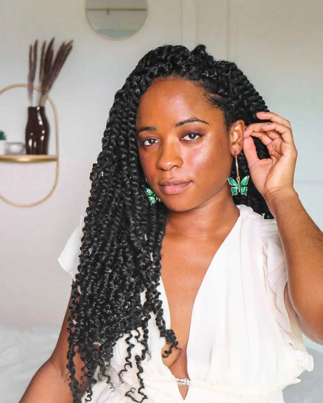 ( US ONLY) FAST SHIPPING NB | Toyotress® Tiana Passion Twist Hair - Pre-twisted Crochet Braids Natural Black, Pre-looped Synthetic Braiding Hair Extensions Toyotress